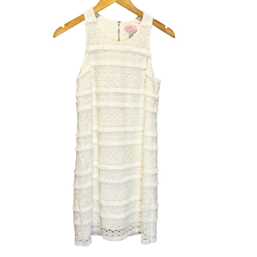Lilly Pulitzer White Annette Sleeveless Lace Shift Dress - size 2